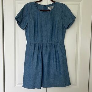 Madewell short sleeve denim and linen mini dress size 10